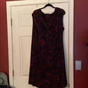 Ralph Lauren Red Sheath Midi Dress Cowl Neck Cocktail